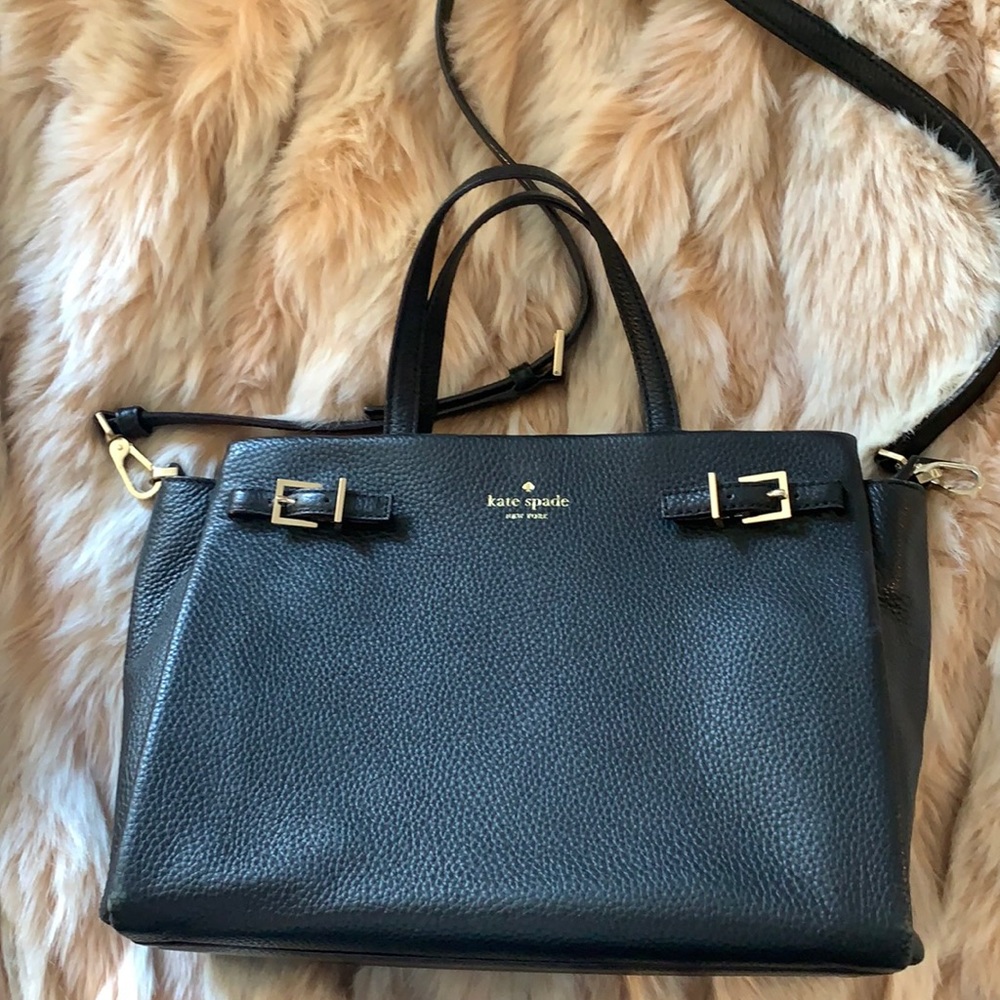 Kate Spade black leather shoulder bag, lightly used.